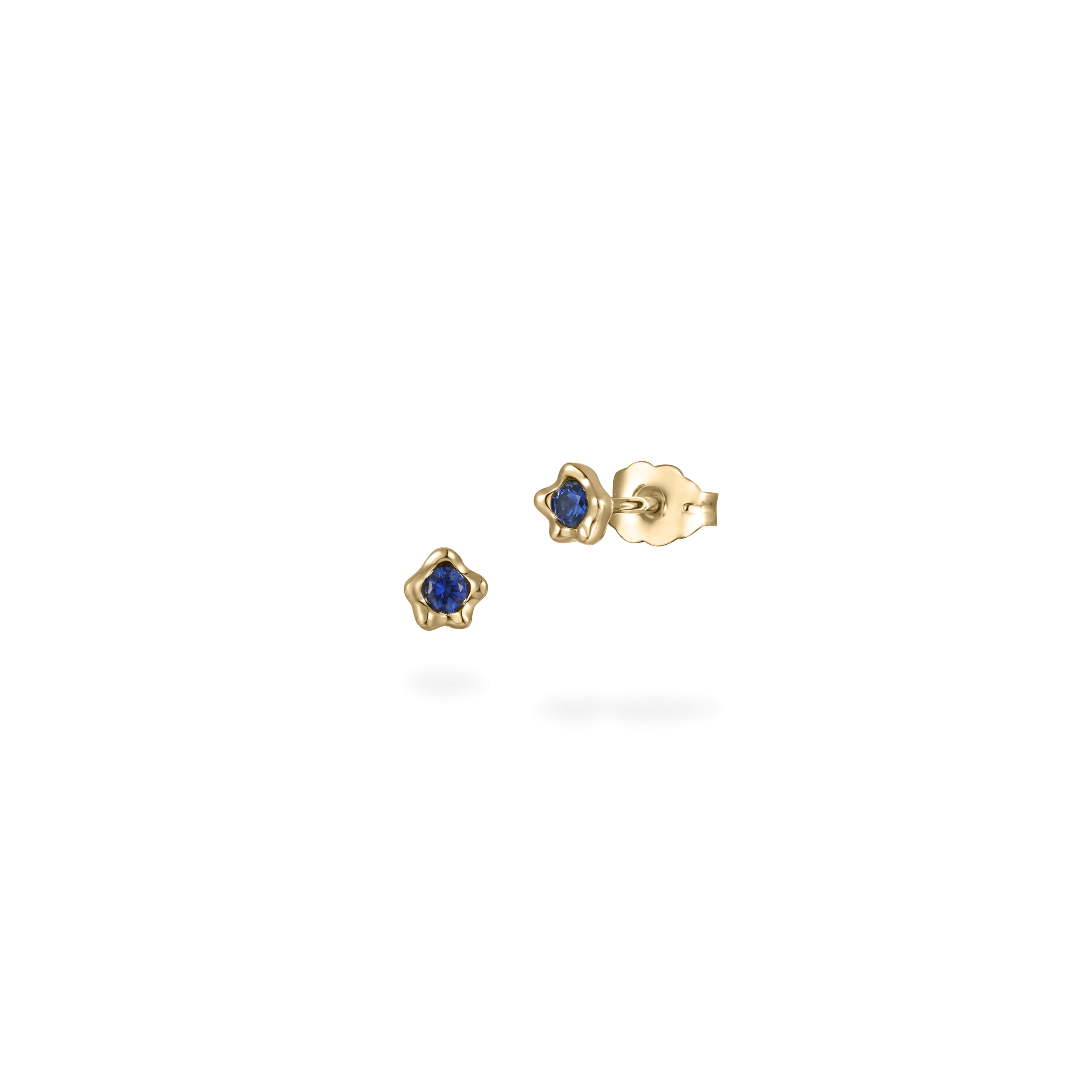 Mini melted gold blue sapphire studs